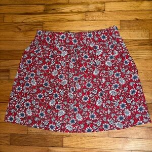 LOFT Floral Red Pull On Skirt
